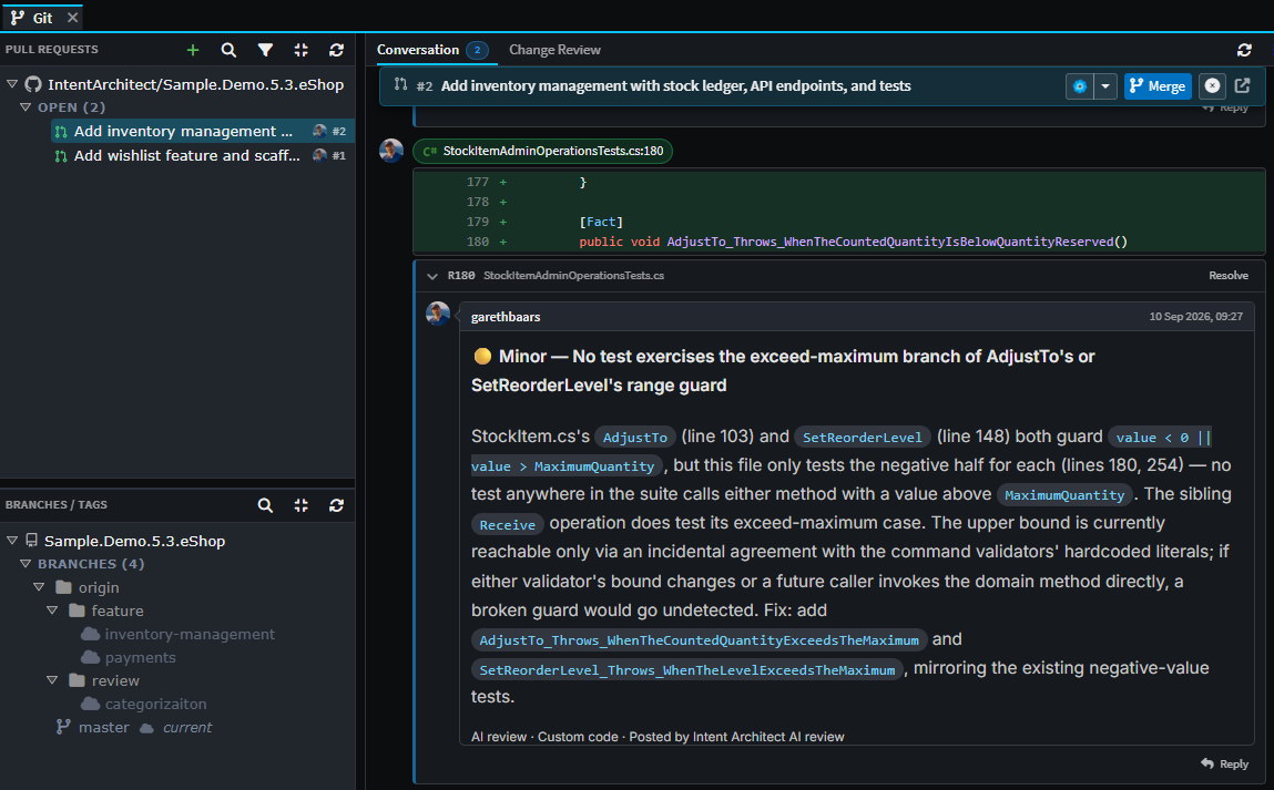 Change review pull request
