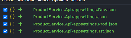 Generated appsettings files