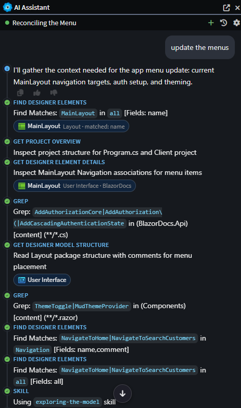 Implement the menu