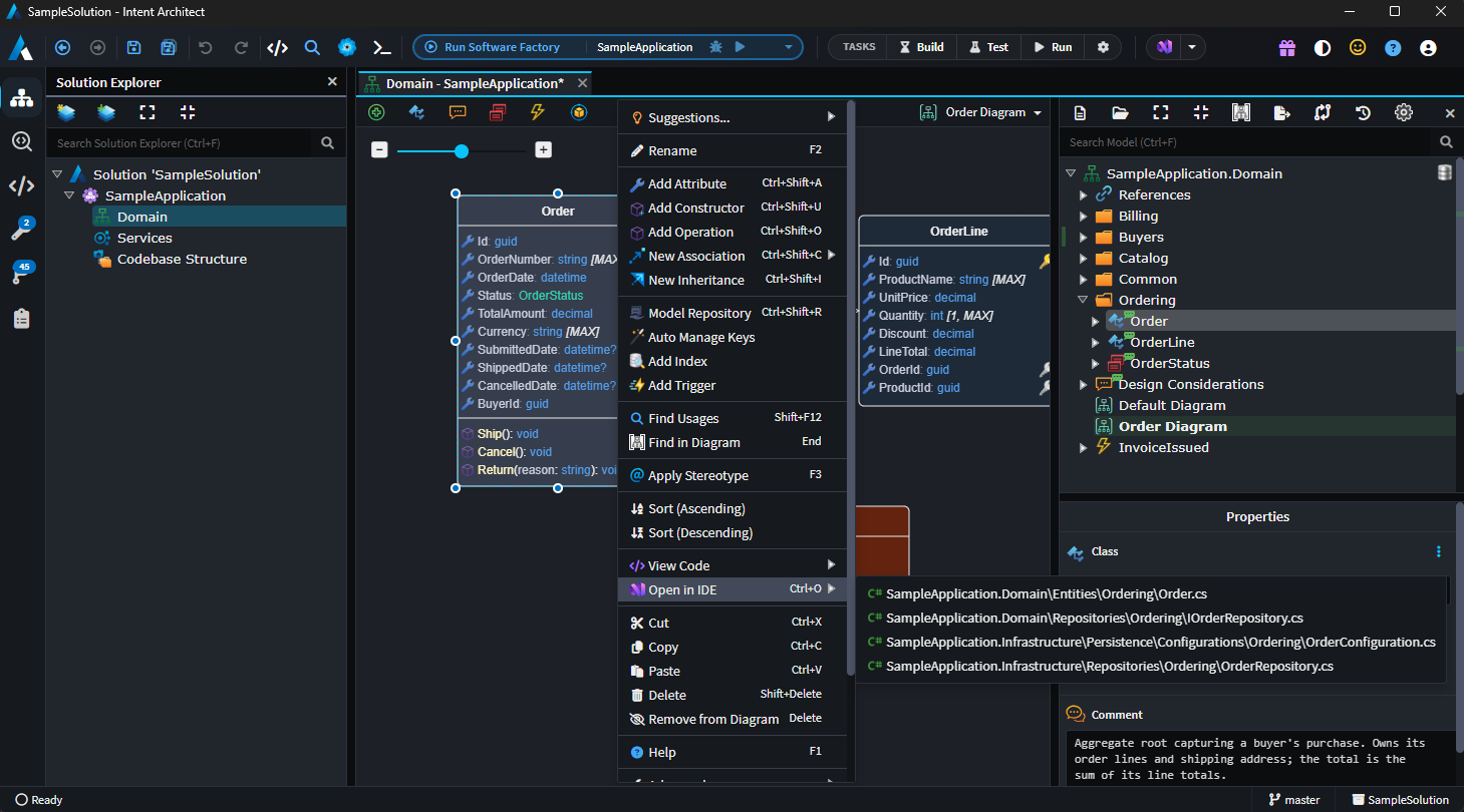 Open in IDE context menu option