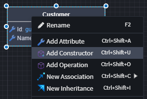 The Add Constructor context menu option