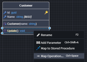 The Map Operation context menu option