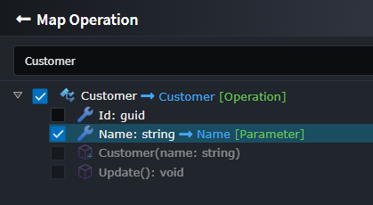The Map Operation dialogue