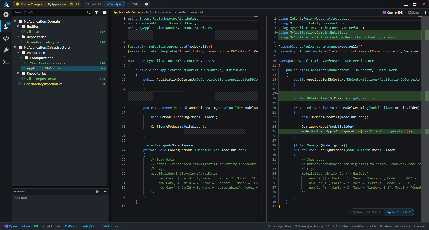 Software Factory Changes View