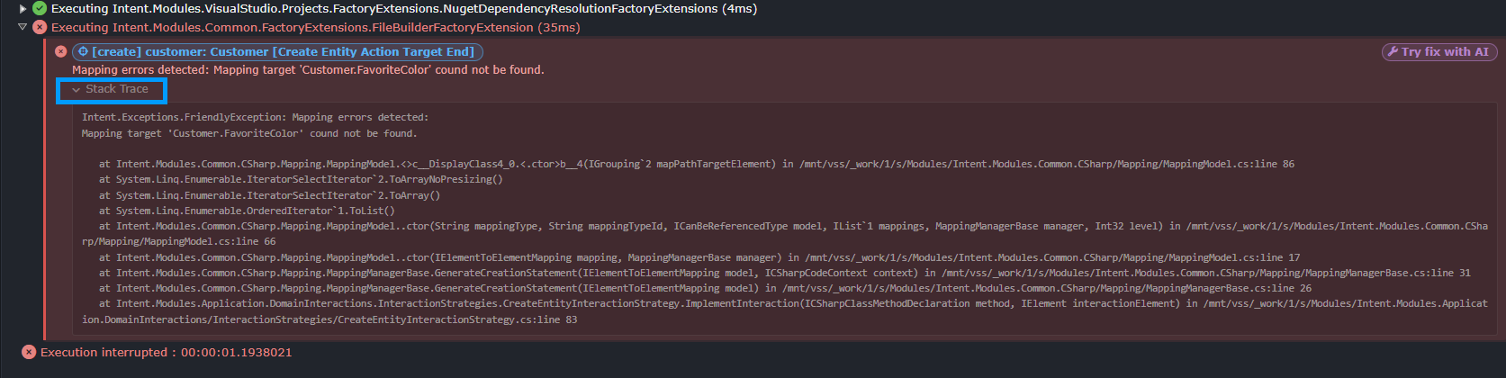 Additional error information