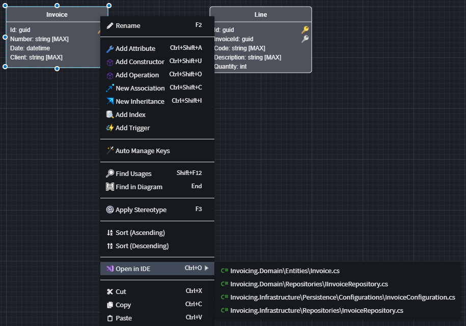 Open in IDE context menu option