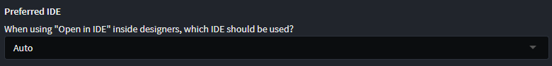 Preferred IDE option in user settings