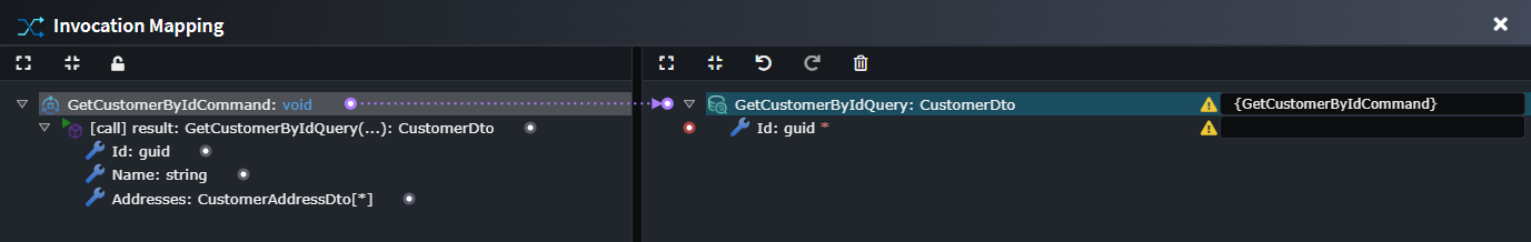 Mapping created between GetCustomerByIdCommand and GetCustomerByIdQuery