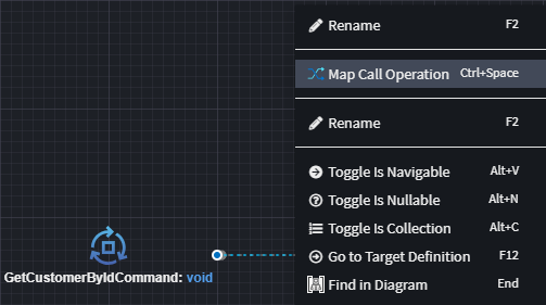 Map Call Operation context menu option