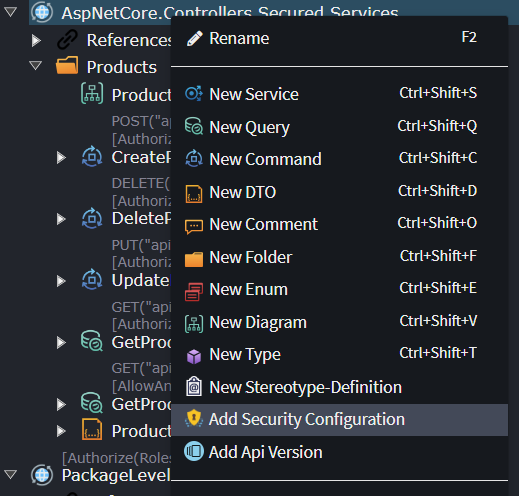 The Add Security Configuration-_ option