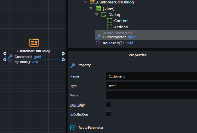Dialog with Route Parameters Added