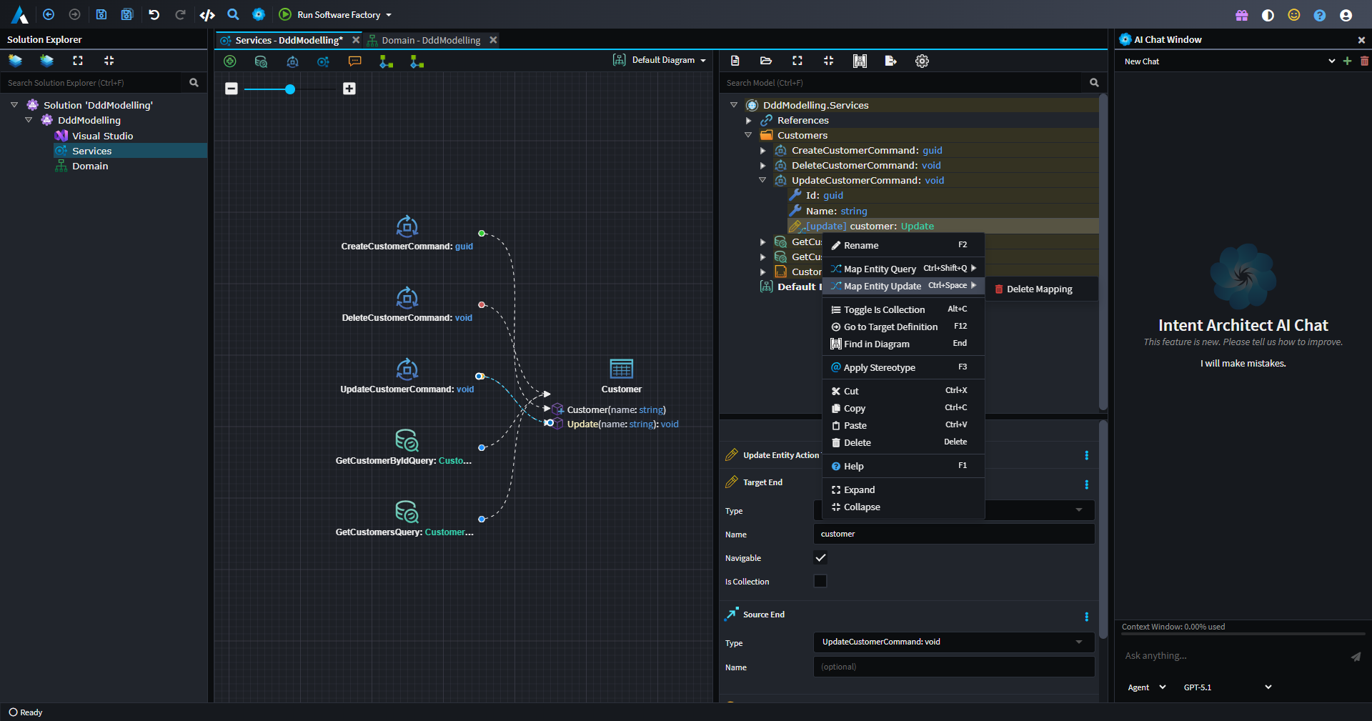 Map Entity Update context menu option