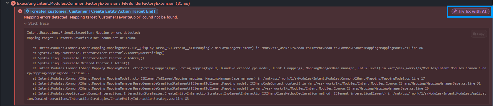 Try fix with AI error