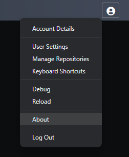 The about menu option