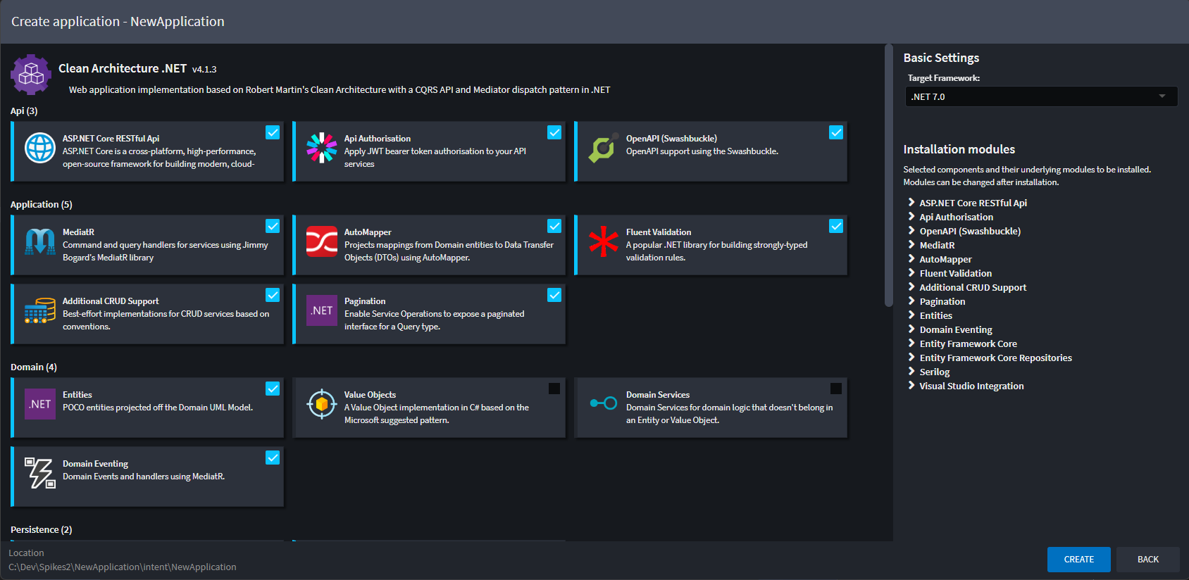 Application Template Components