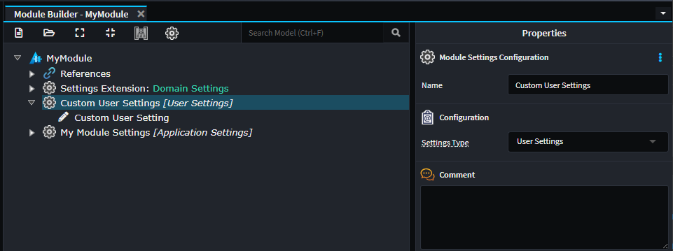 Module Builder User Settings Example