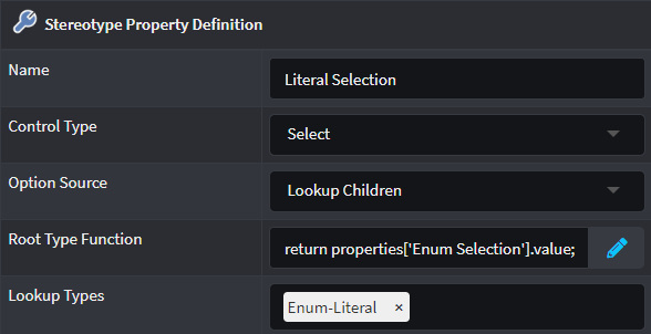 Example of the Child Element Select Property type