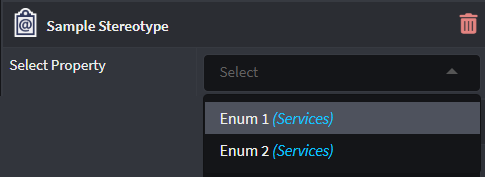 Property of type Select Element Lookup featured on a Stereotype