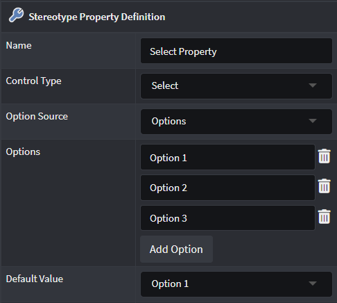 Example of the Option Select Property type