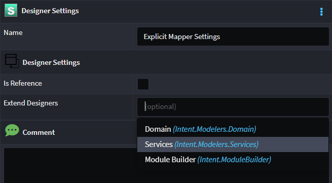 The "Extend Designers" "Designer Settings" property