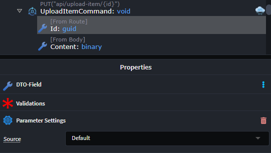 Command with Parameter Settings