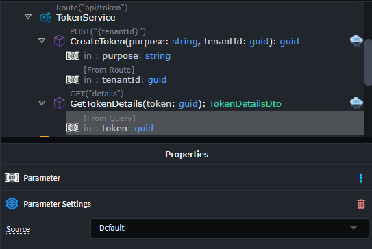 Transitional Service with Parameter Settings