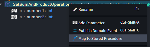 Map to Stored Procedure context menu option