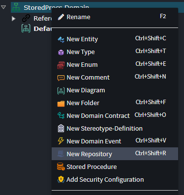 New Repository context menu option