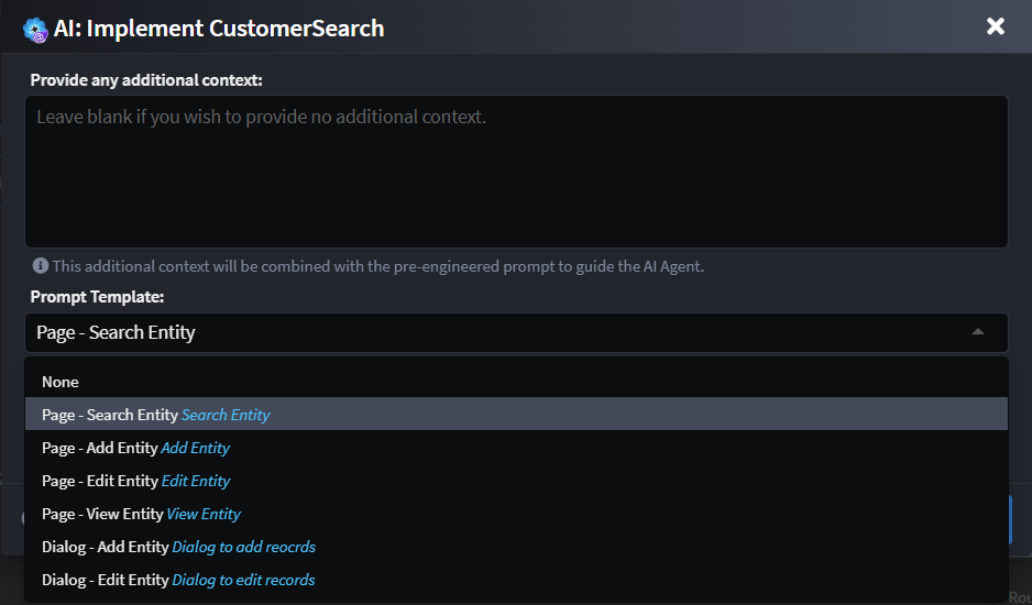 Implement with AI Dialog