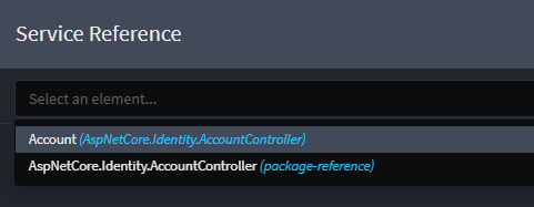Account option in dropdown menu