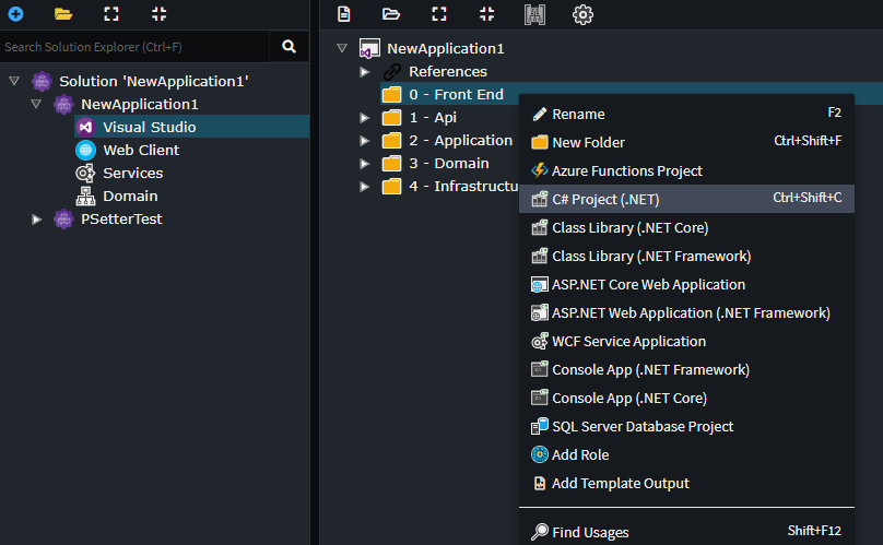 Create a new ".NET Project" context menu option in Intent Architect's Visual Studio Designer