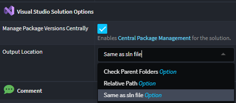 Visual Studio Solution Options Stereotype
