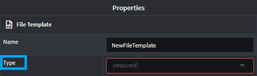 The "type" label in the properties pane