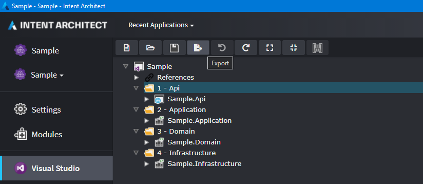 Export functionality in the designer