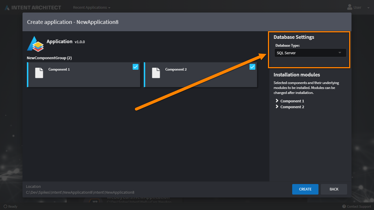 Application template with settings