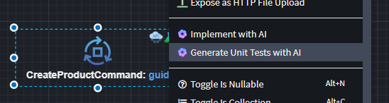 Available AI context menu