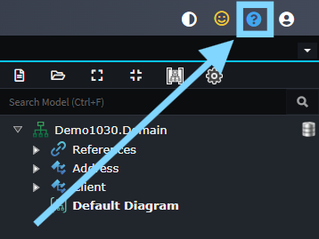 Button to open the Help Dialogue