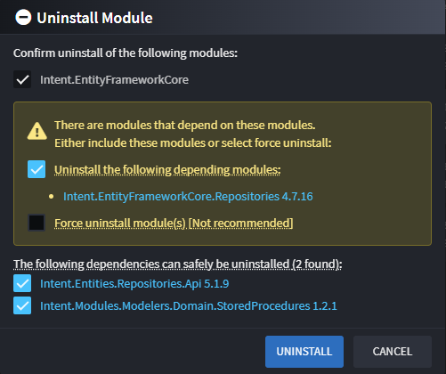 Revamped Uninstall Dialog