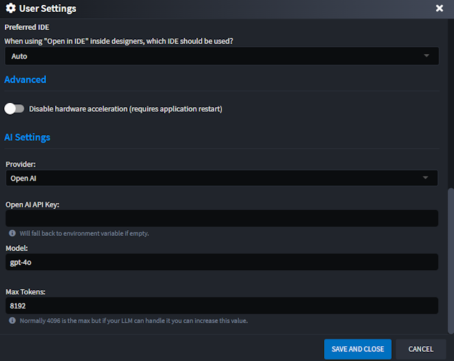 User Settings