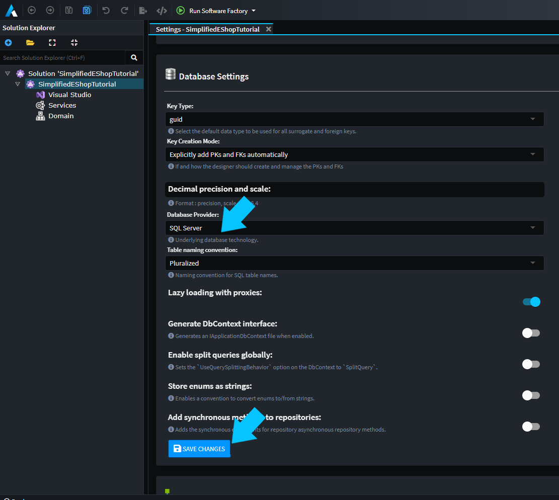 Configure the Database Provider