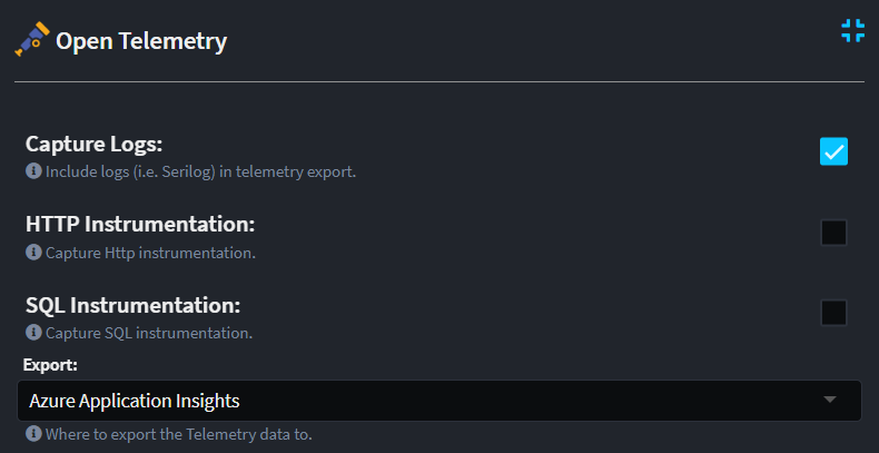 Open Telemetry Settings
