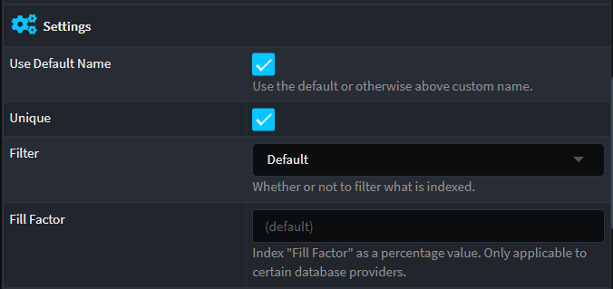 Index with unique flag