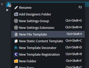 New File Template context menu option