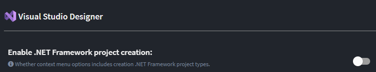 Setting to enable .NET Framework context menu options