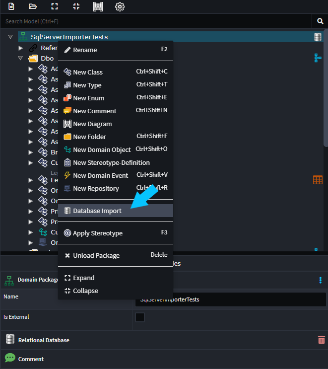 Import database