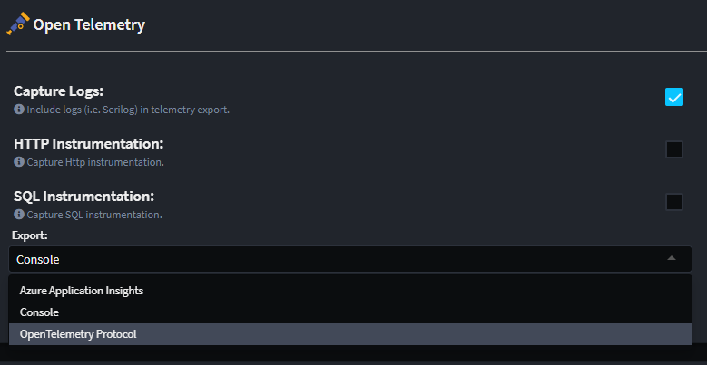 Open Telemetry Options