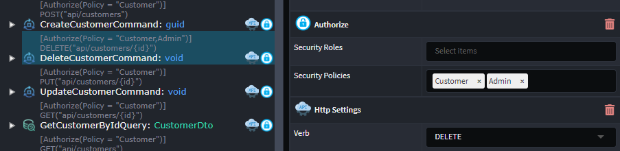 Configure roles/policies in stereotypes
