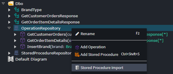 Stored Procedure Import Operations