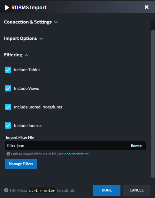 Import Filtering