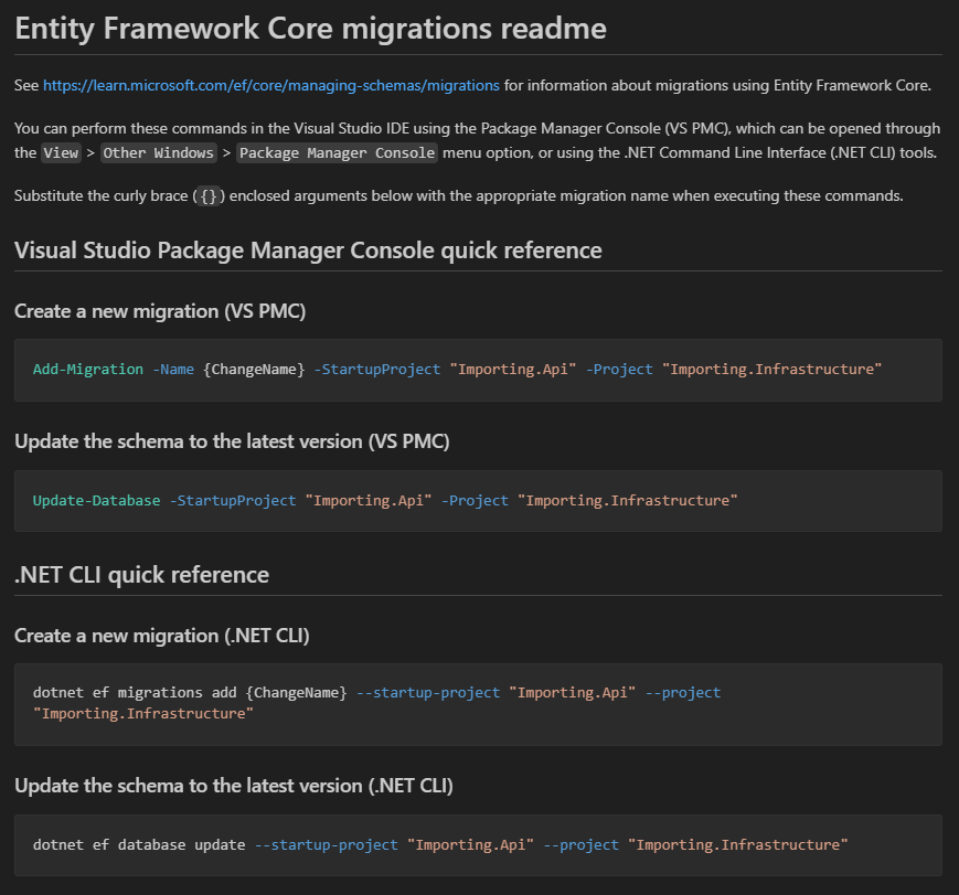 Example of updated migrations README.md file